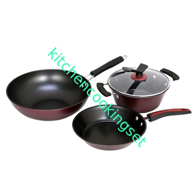 Voedselrang Nonstick Cookware die met Handvatspiegel Gebeëindigde Oppervlakte wordt geplaatst